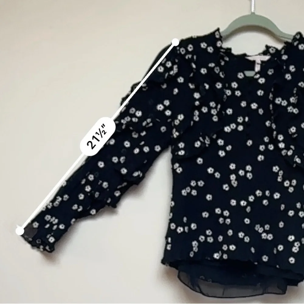 Rebecca Taylor Black & White Alessandra Ruffle Top Size 0 - Picture 13 of 15